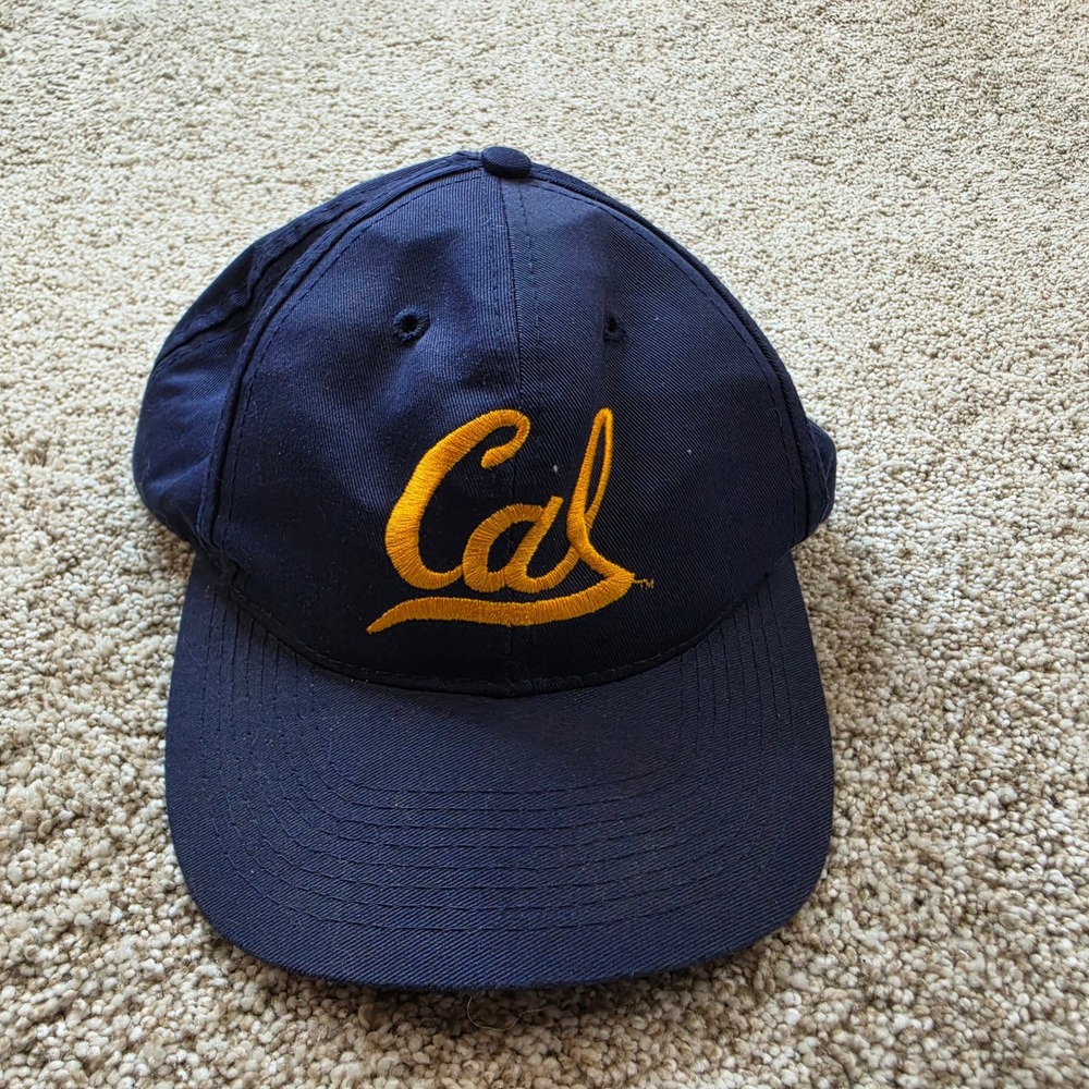 VINTAGE Cal Berkeley Hat Mens OSFA Navy Blue Snapback Cap California Headwear